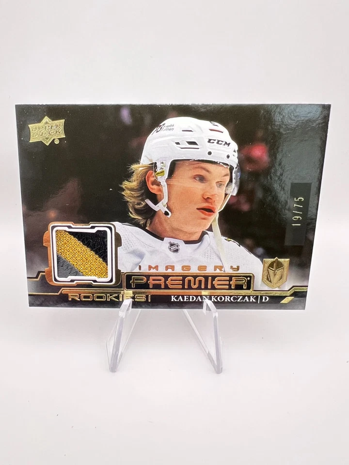 Kaedan Korczak - 2022-23 UD Premier Imagery #PDJR-KK Black 3-Color Patch /75 RC - Image 1 of 3