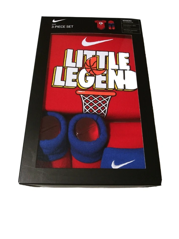 3 Piece Nike Baby Outfit Gift Set Size 6-12 Months BOOTIES Hat Gray White B8