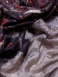 Vintage Indian Printed Satin Silk Dupatta Ethnic Scarf,Boho Wrap | Lightweight - Picture 1 of 11