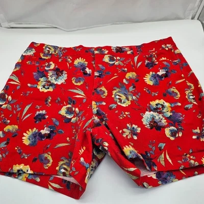 Pantalones Cortos Gloria Vanderbilt Talla Grande Amanda Rojo Púrpura Floral Denim Talla 20W Foto 1 de 4