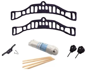 Kitchen Airer Pulley Dryer Black Kit with 4 Wood Laths Slats 1.15meter (4 Slats) - Picture 1 of 11