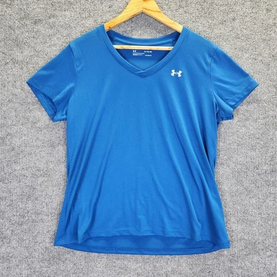 Camiseta deportiva Under Armour para mujer XL azul HeatGear calce suelto cuello en V Foto 1 de 4
