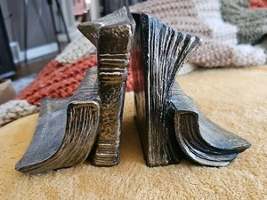 Fermalibri in ottone "libri rilegati in pelle" set 5" (2) *leggi* vintage MCM - Foto 1 di 14