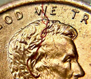 1993 P Penny Retained Strike Through (Twisted Thread) Error - Picture 1 of 8