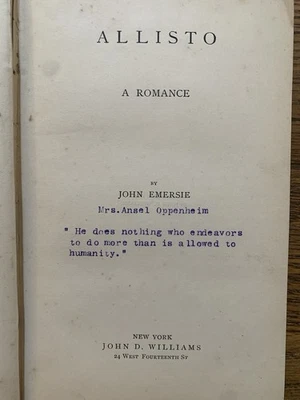 1884 Allisto A Romance By John Emersie 1st Ed Utopian Fantasy 1s Ed - Image 1 of 4