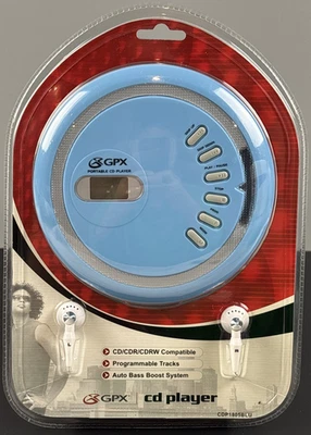 Reproductor de CD de disco compacto portátil GPX CDP1805 RARO azul bebé ¡UNC! ¡Nuevo NOS Precintado! Foto 1 de 4