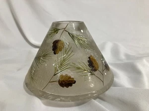 Yankee Candle Shade Pinecone Large Frosted Crackle Glass Winter Topper Decor - Bild 1 von 4