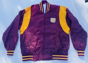 VTG Brisbane Broncos Zip Up Jacket Maroon Yellow Lined Hood NRL No Size Tag - Picture 1 of 13