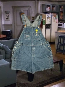 Looney Tunes Tweety Denim Shortalls Damen 14W/16W Blue Jeans Overall Vintage - Bild 1 von 5