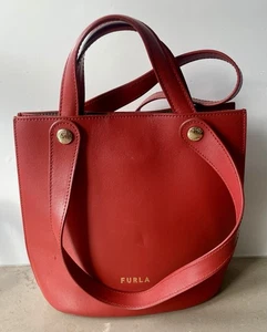 Furla Red Leather Mini Tote Bag Gold Hardware Italian Designer Bag, Authentic - Bild 1 von 13