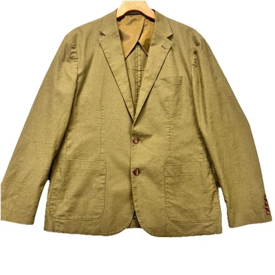 J Crew Hemp Cotton Unstructured Sport Coat Blazer Mens L Olive Green Suit Jacket - Image 1 of 4