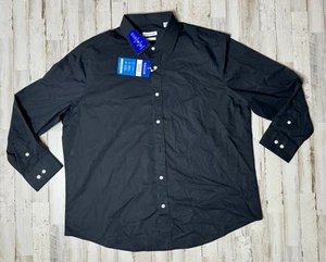 Haggar Men’s Cotton Comfort Classic Fit Dress Shirt Black 17-17.5-32/33 NWT - Picture 1 of 14