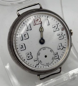 925 Silver Cased Tench Style Men’s Watch WW1 Era 34mm Oyster Style Caseback S/R - Picture 1 of 7