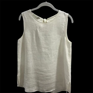 100% Linen Sleeveless Blouse With Keyhole And Bow In The Back.  ZARA BASIC SZ M - Picture 1 of 5