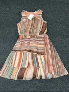 Mystree Anthropologie Dress Sz S Brown Tan Patchwork - Picture 1 of 6