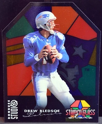 1997 Jumbo Donruss Studio Stained Glass Stars DREW BLEDSOE 639/1000 8X10 - Image 1 of 2