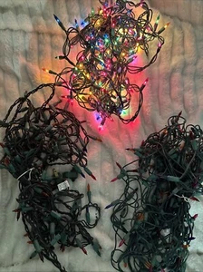 3 Holiday 100 Multicolor Mini LED Green String Lights Lot Christmas Tree 25' - Picture 1 of 8