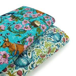 The Language of Flowers by Odile Baillouel 100% cotton, floral woodland animals - Picture 1 of 9
