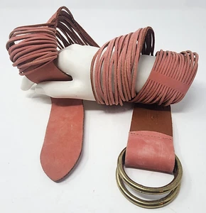 Anthropologie Belt Tonya Double O-Ring Dusty Pink Leather Multi Strands Solids - Picture 1 of 7