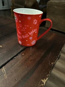 Great Wolf Lodge Park Resort Red Pink Mug Peace Flower Jewels 12 oz - Picture 1 of 6