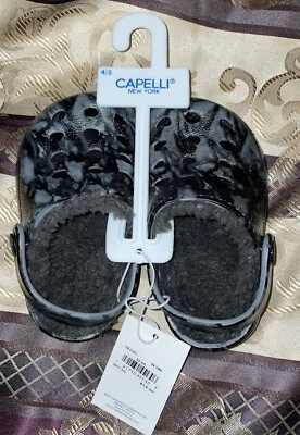 Zuecos Capelli New York forrados de vellón negros y grises para niños pequeños talla 4/5 nuevos con etiquetas Foto 1 de 4