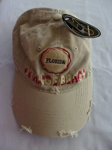 Lucky7 Ballmütze distressed-Stil khaki Farbe Baumwolle "Orange Beach, Florida" neu mit Etikett - Bild 1 von 3
