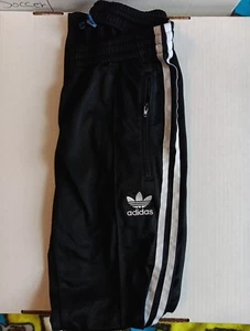 Adidas Track Pants KIDS  Small  Black Pockets Stretch 3 Stripes Logo - Picture 1 of 6