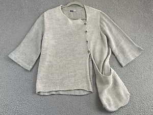 CREA CONCEPT Talla S Mezcla de Lino Multi Tejido Vanguardia Cárdigan Suéter Artístico Top - Imagen 1 de 20