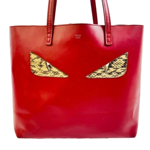 Rare Red Fendi Leather Tote Bag with Monster Eye Design - Picture 1 of 9