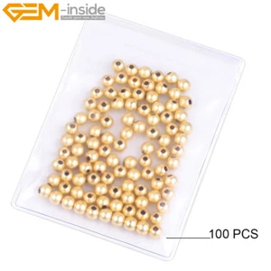 18K Matte Yellow Gold Filled Round Spacer Loose Beads For Jewelry Making 100 Pcs - Picture 1 of 13