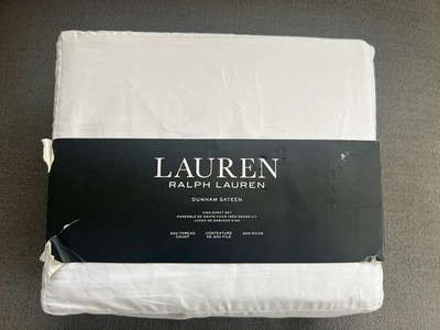 Ralph Lauren Nuevo en Paquete Juego de Sábanas King BLANCO SÓLIDO DUNHAM SATÉN ALGODÓN 300 TC Foto 1 de 2