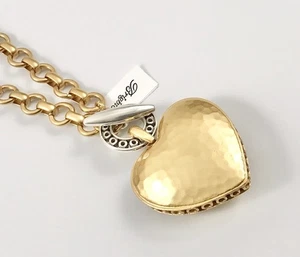 Brighton NWT Sol E Luna Inner Circle Heart Toggle Necklace Gold & Silver. #763 - Picture 1 of 5