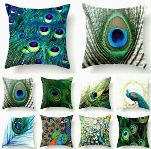 51 x 30cm Cushion Cover Suedette Peacock Feather Print Handmade 12/" 20/"
