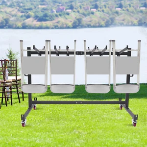 Klapptisch Stuhlwagen Tisch Ablage Regal Schreibtisch Stühle Wagen Trolley für 42 Teile - Bild 1 von 16