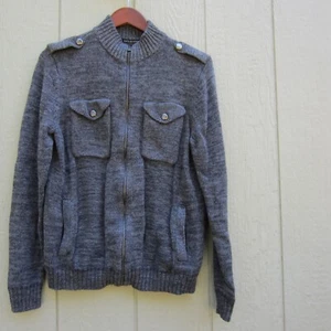 Rock & Republic maglione giacca uomo L grigio manica lunga full zip tasche comodo - Foto 1 di 14