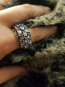Anello vintage Unisex Argento Con 13 Pietre Ametista Viola Fortuna - Foto 1 di 9