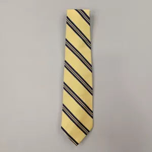 Polo Ralph Lauren Tie Mens Gold Blue Repp Grosgrain Silk Blend Short 3.5X56 USA - Picture 1 of 7
