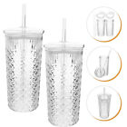  2 Pcs Fish Scale Pattern Glass Cup Cold Coffee Cups Fish-scale