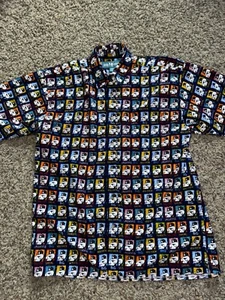 Big Dogs Shirt Button Up Mens Fearless Big Shot Medium Art Work All Over Print - Picture 1 of 2
