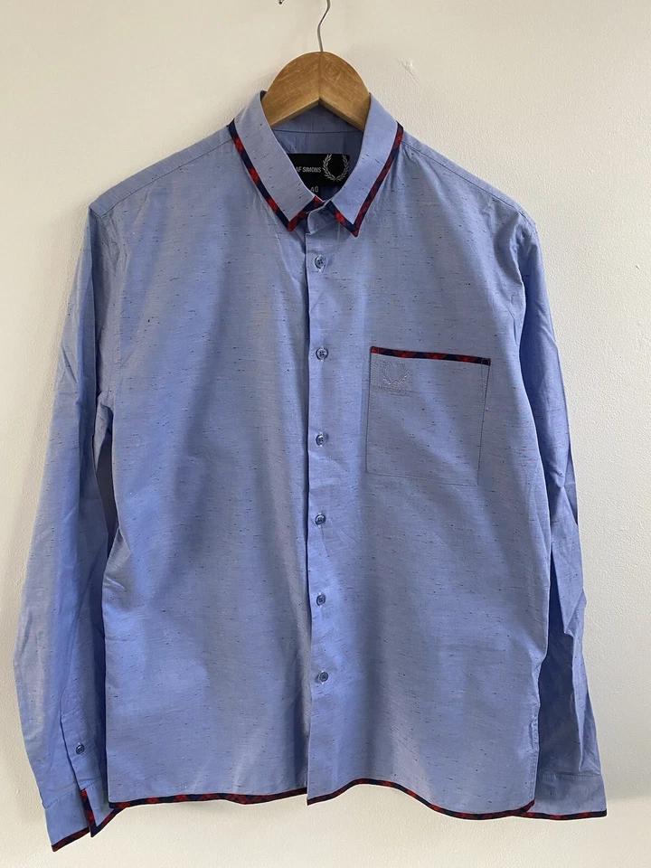 Raf Simons Shirt Mens Medium 40 Blue Mod Ska 60s Casuals Button Up - Image 1 of 4