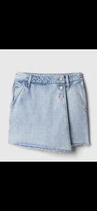 Gap Women's Mid Rise Denim Wrap Button Mini Skort EJ2 Light Wash Size 27/4 NWT - Picture 1 of 12