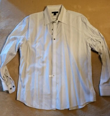 Camisa de vestir Express Design Studio XL 17-17 1/2 rayas con botones calce clásico Foto 1 de 4