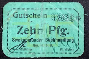 GERMAN SOUTH WEST AFRICA 1916 "Swakopmunder Buchhandlung" 10 Pfennig P-6b LINEN - Picture 1 of 2