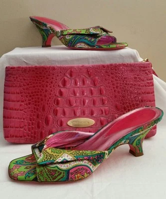 Debi Rodi silk heels sz 8M fit like a sz 7, made in Italy green, blue, hot pink - Image 1 of 4