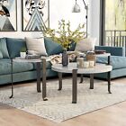 Moril Transitional 41-inch Steel Round 3-Piece Coffee Table Antique White Transi