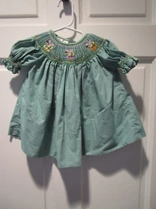 Vestido de Guinga Verde Calado Rosalina Colecciones Niñas 9 Meses - Imagen 1 de 3