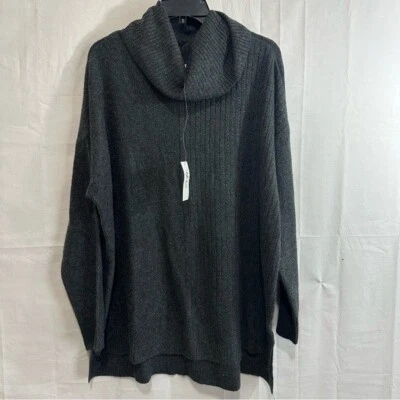 Suéter gris 2X Style & Co para mujer con dobladillo alto bajo cuello alto Foto 1 de 4