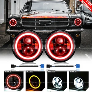 Kit combinado de faros LED DRL halo rojos de 7"" para Jeep Wrangler JK TJ LJ 2 PIEZAS - Imagen 1 de 11