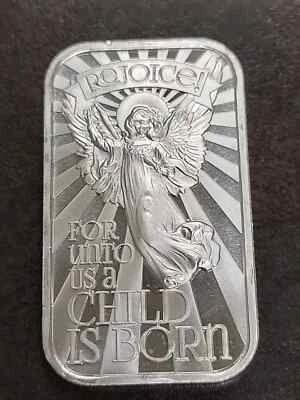 2024 Rejoice For a Child is Born Angel Chrismas Holiday's 1 Oz .999 Silver Bar - Image 1 of 2