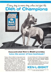 Ken-L-Biskit 1961 comida para perros: dieta de campeones anuncio impreso vintage - Imagen 1 de 1